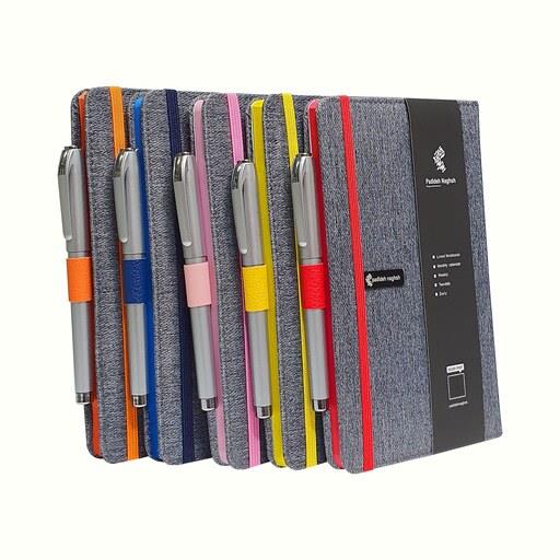 دفتر یادداشت پدیده نقش مدل پارچه ای به همراه خودکار بسته 5 عددی